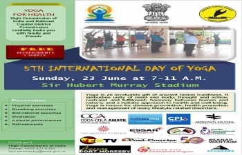 Flyer of 5th International Day of Yoga to be held on Sunday, 23 June 2019