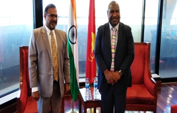 High Commissioner Sushil Kumar Singhal meeting with Honble Prime Minister of Papua New Guinea, Mr. James Marape in Prime Ministers office October 06, 2020
