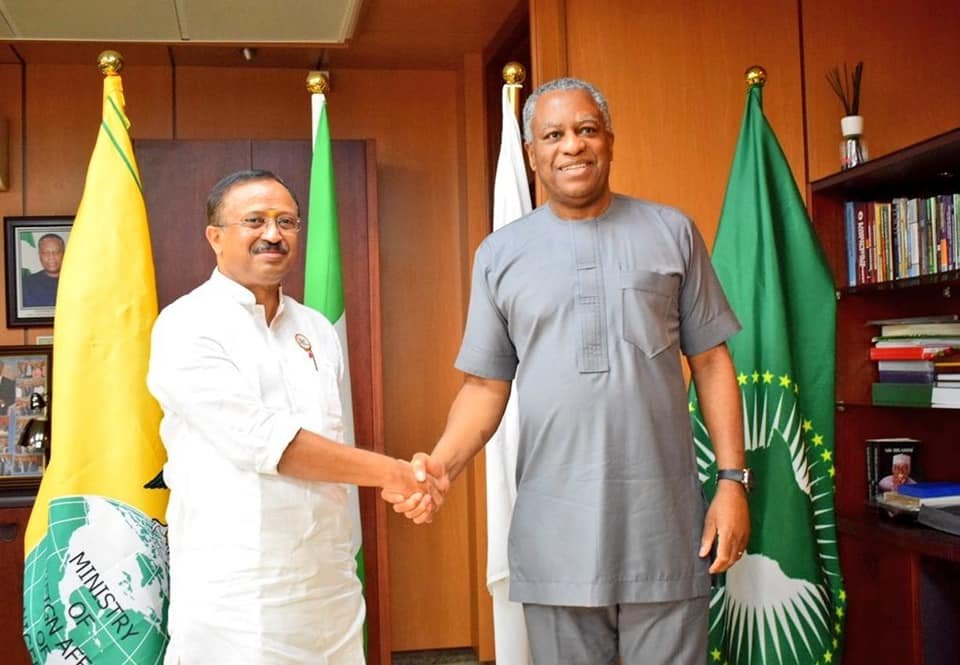 H.E. V. Muraleedharan, Hon'ble MoS, External Affairs met H.E. Geoffrey Onyeama, Hon'ble Minister of Foreign Affairs, Nigeria on 22 August 2022 H.E. V. Muraleedharan, Hon'ble MoS, External Affairs met H.E. Geoffrey Onyeama, Hon'ble Minister of Foreign Affairs, Nigeria on 22 August 2022
