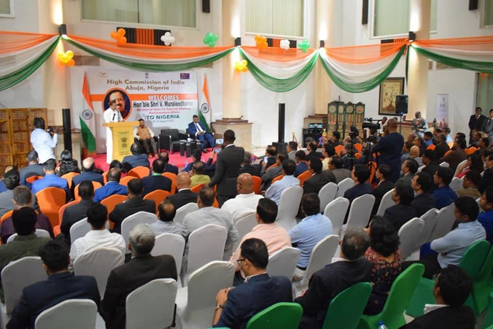 Hon'ble MoS, External Affairs, V. Muraleedharan addressed and interacted with Indian Diaspora at HCI Abuja on 22 August 2022